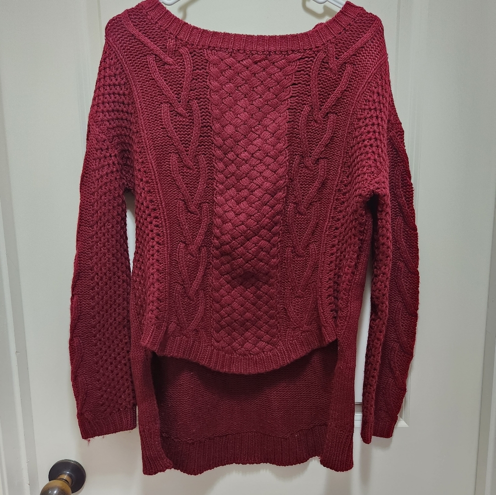 Burgundy cable knit sweater